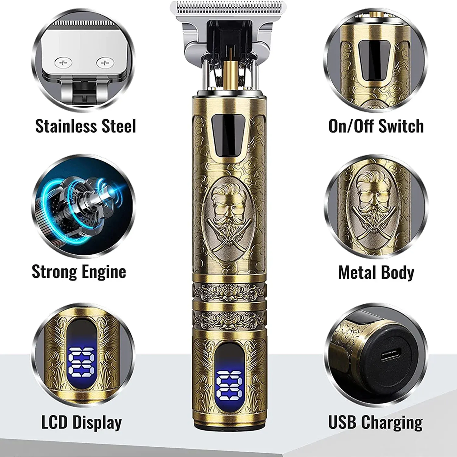 Tondeuse à cheveux électrique avec écran LCD, tondeuse à tête d'huile, tondeuse à barbe et rasoir rechargeable USB pour homme 4