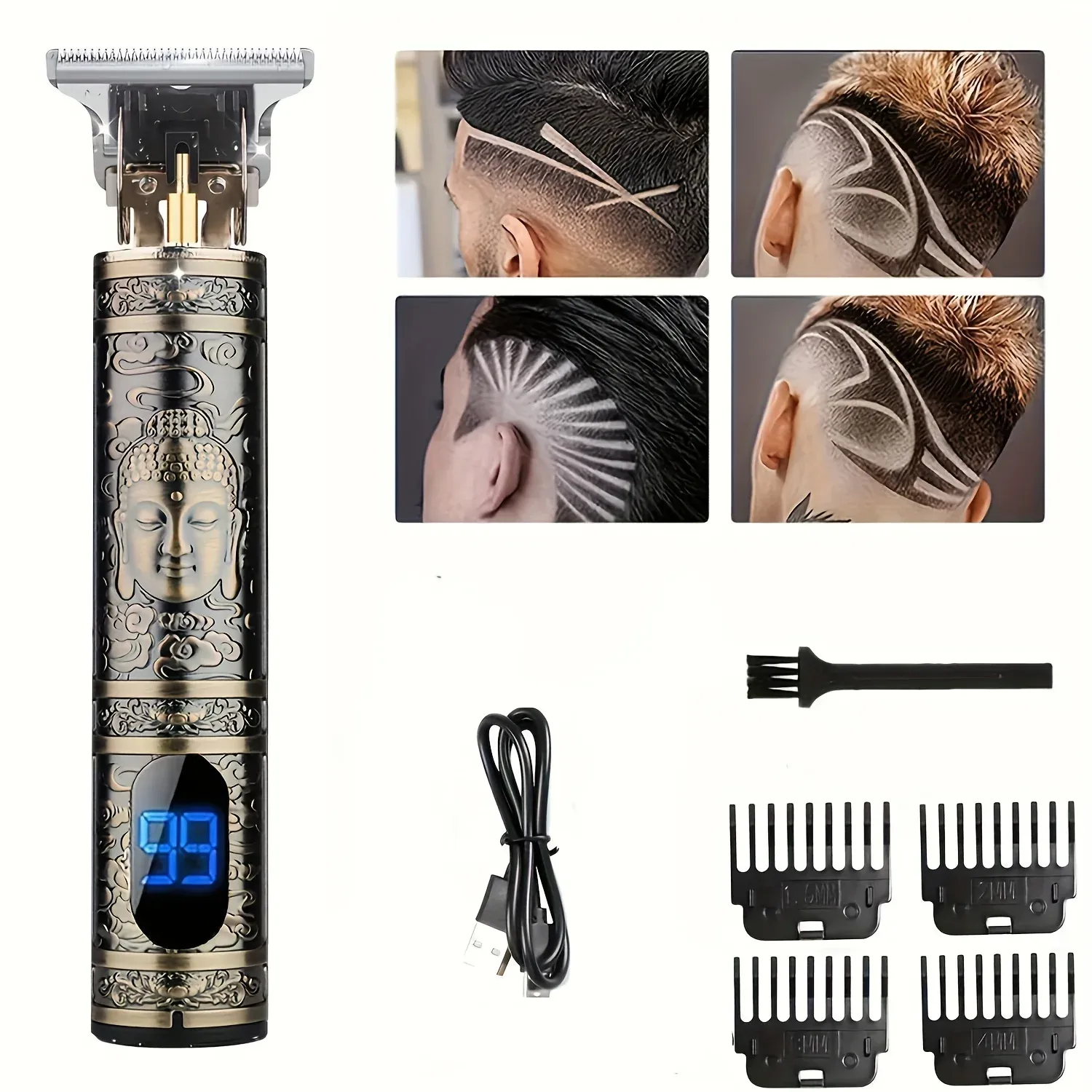 Tondeuse à cheveux électrique avec écran LCD, tondeuse à tête d'huile, tondeuse à barbe et rasoir rechargeable USB pour homme 9