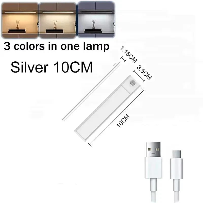 Lampe LED rechargeable par USB avec capteur de mouvement, portable, pour éclairage sous armoire, cuisine et chambre 7