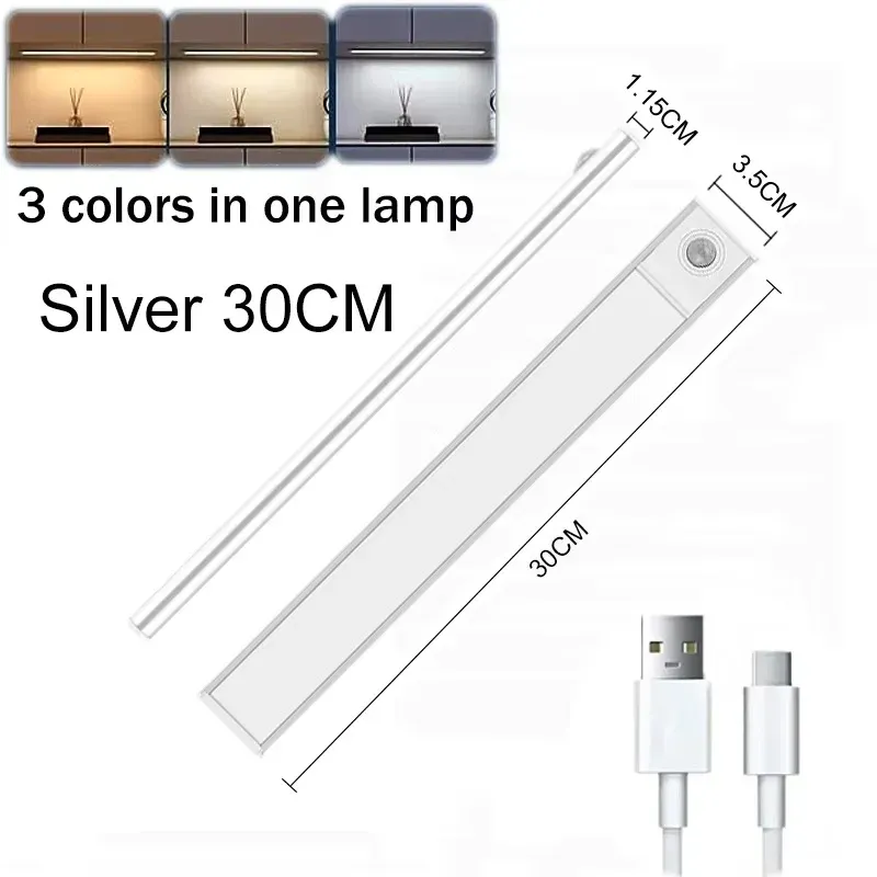 Lampe LED rechargeable par USB avec capteur de mouvement, portable, pour éclairage sous armoire, cuisine et chambre 8