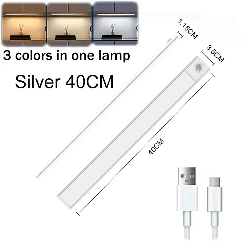 Lampe LED rechargeable par USB avec capteur de mouvement, portable, pour éclairage sous armoire, cuisine et chambre 9