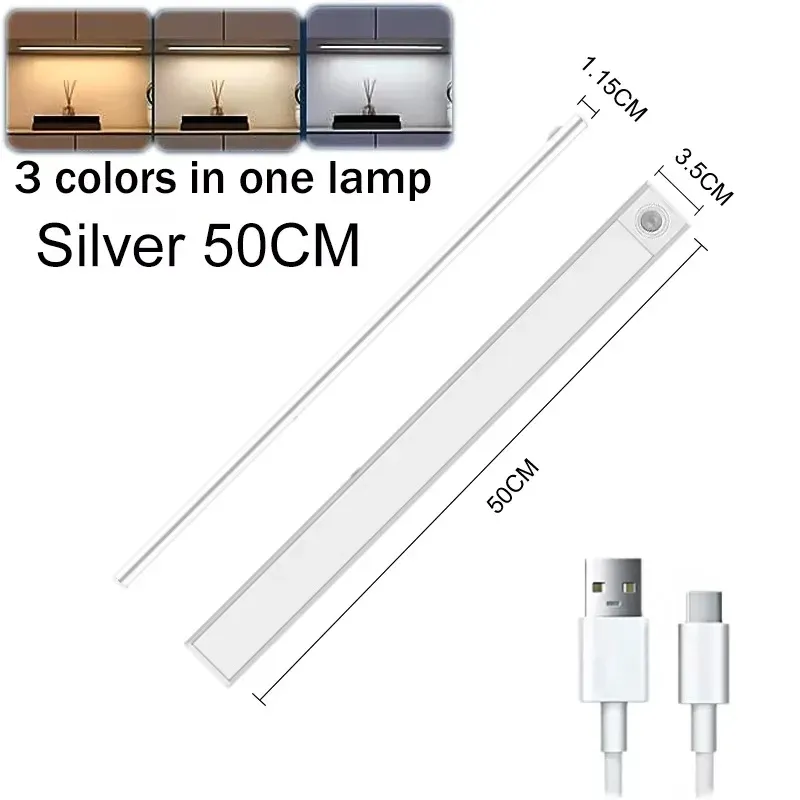 Lampe LED rechargeable par USB avec capteur de mouvement, portable, pour éclairage sous armoire, cuisine et chambre 10