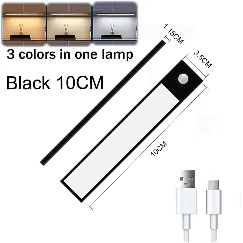 Lampe LED rechargeable par USB avec capteur de mouvement, portable, pour éclairage sous armoire, cuisine et chambre 11