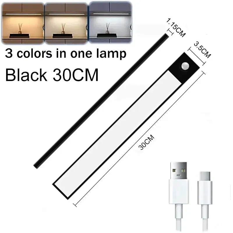 Lampe LED rechargeable par USB avec capteur de mouvement, portable, pour éclairage sous armoire, cuisine et chambre 12