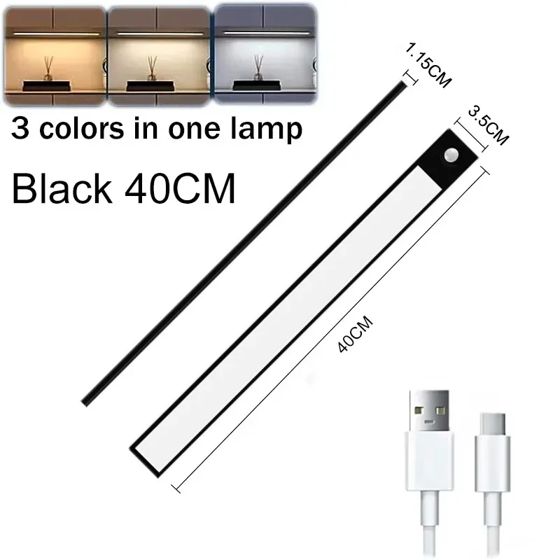 Lampe LED rechargeable par USB avec capteur de mouvement, portable, pour éclairage sous armoire, cuisine et chambre 13