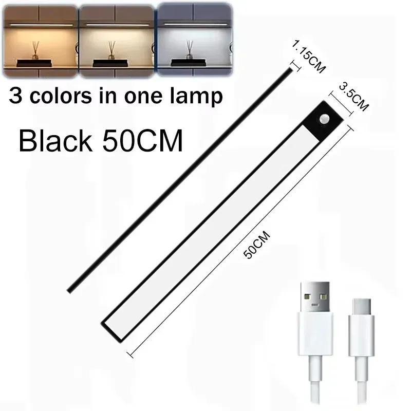 Lampe LED rechargeable par USB avec capteur de mouvement, portable, pour éclairage sous armoire, cuisine et chambre 14