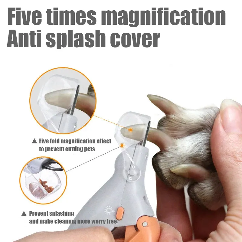 Coupe-ongles pour animaux de compagnie avec lumière LED, pour chien et chat, multifonction, 1 pièce 3