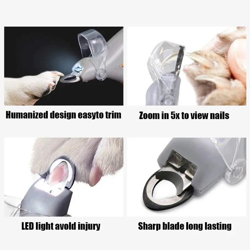 Coupe-ongles pour animaux de compagnie avec lumière LED, pour chien et chat, multifonction, 1 pièce 6