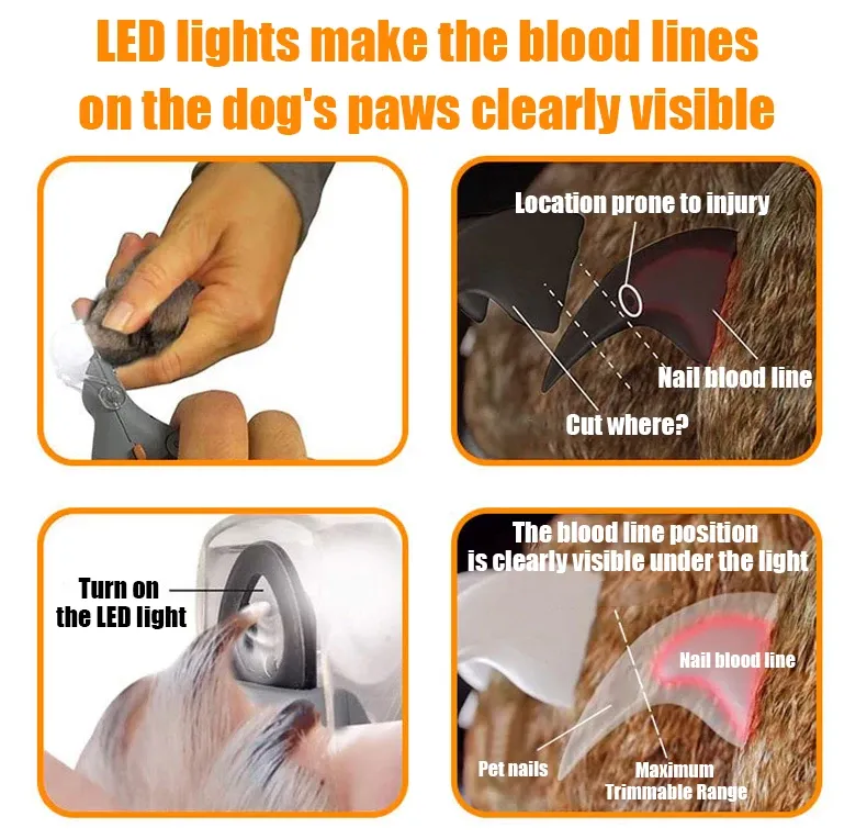 Coupe-ongles LED pour animaux, vue détaillée