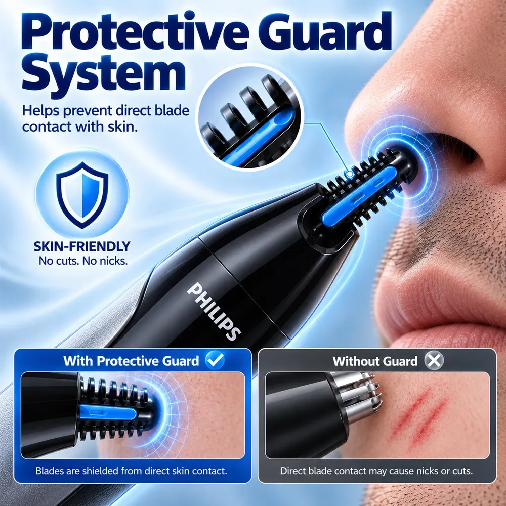 Tondeuse à poils de nez Philips pour oreilles, sourcils et barbe, épilateur électrique portable et lavable pour homme, outil de toilettage de précision 3