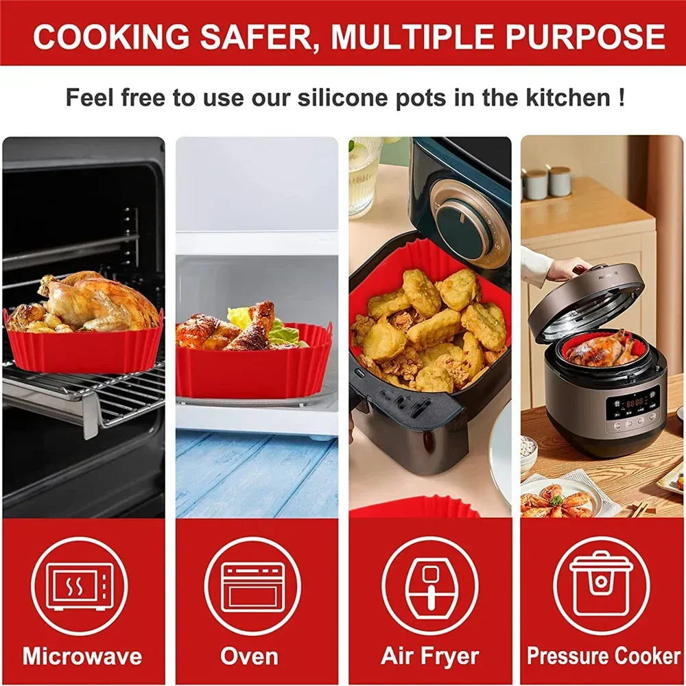 Doublure réutilisable en silicone pour friteuse à air, tapis de cuisson antiadhésif pour four, pizza et poulet 3