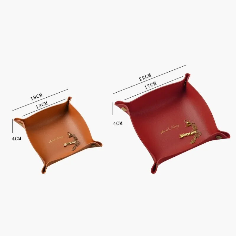 Plateau de rangement en cuir de style nordique, organisateur de bureau pour clés et bijoux, boîte de rangement cosmétiques, organisateur pliant, décoration d'intérieur 6
