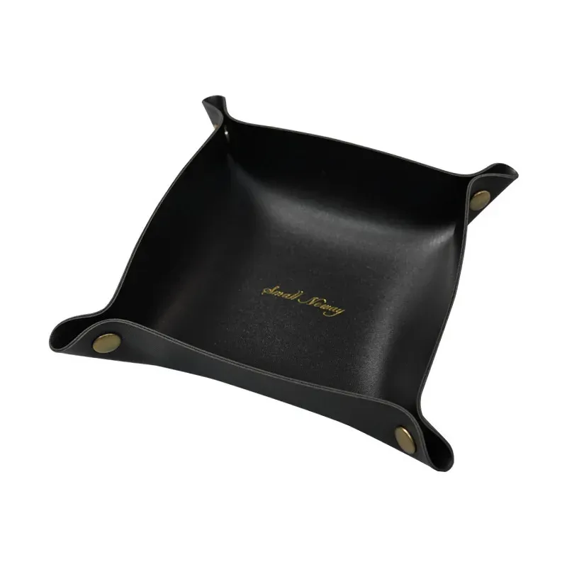 Plateau de rangement en cuir de style nordique, organisateur de bureau pour clés et bijoux, boîte de rangement cosmétiques, organisateur pliant, décoration d'intérieur 8