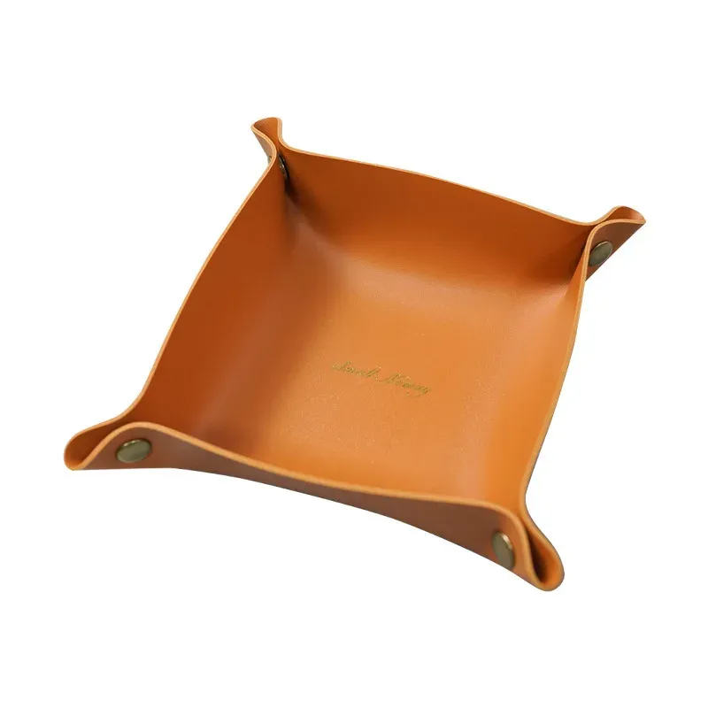 Plateau de rangement en cuir de style nordique, organisateur de bureau pour clés et bijoux, boîte de rangement cosmétiques, organisateur pliant, décoration d'intérieur 10