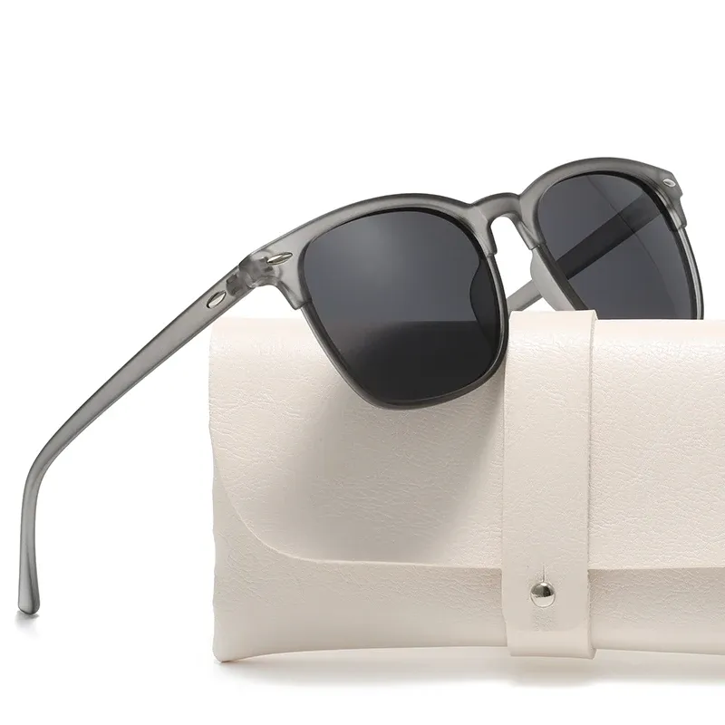 Lunettes de soleil carrées polarisées à monture pleine en plastique noir, pour femmes et hommes, protection UV400