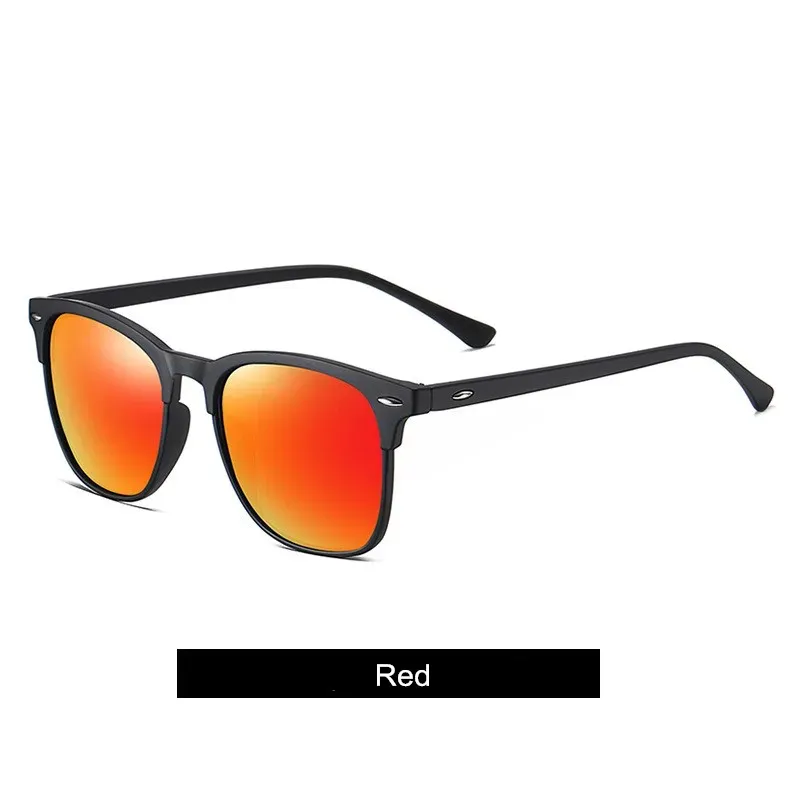 Lunettes de soleil carrées polarisées à monture pleine en plastique noir, pour femmes et hommes, protection UV400 8
