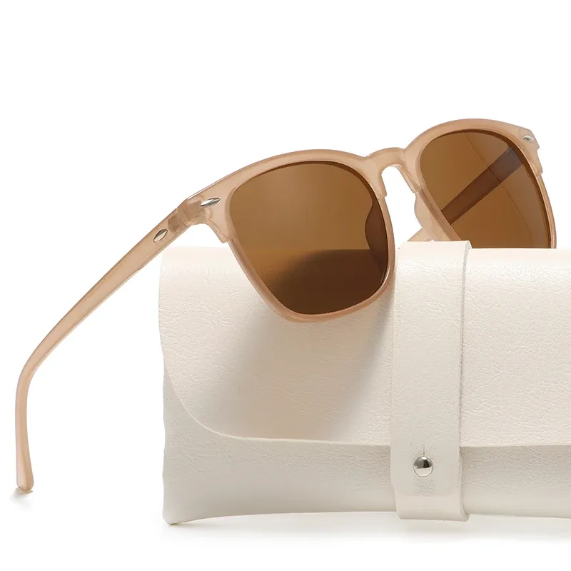 Lunettes de soleil carrées polarisées à monture pleine en plastique noir, pour femmes et hommes, protection UV400 14