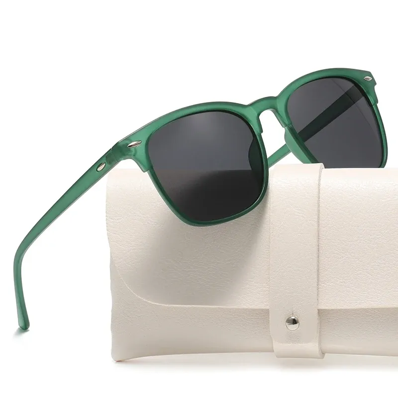 Lunettes de soleil carrées polarisées à monture pleine en plastique noir, pour femmes et hommes, protection UV400 11