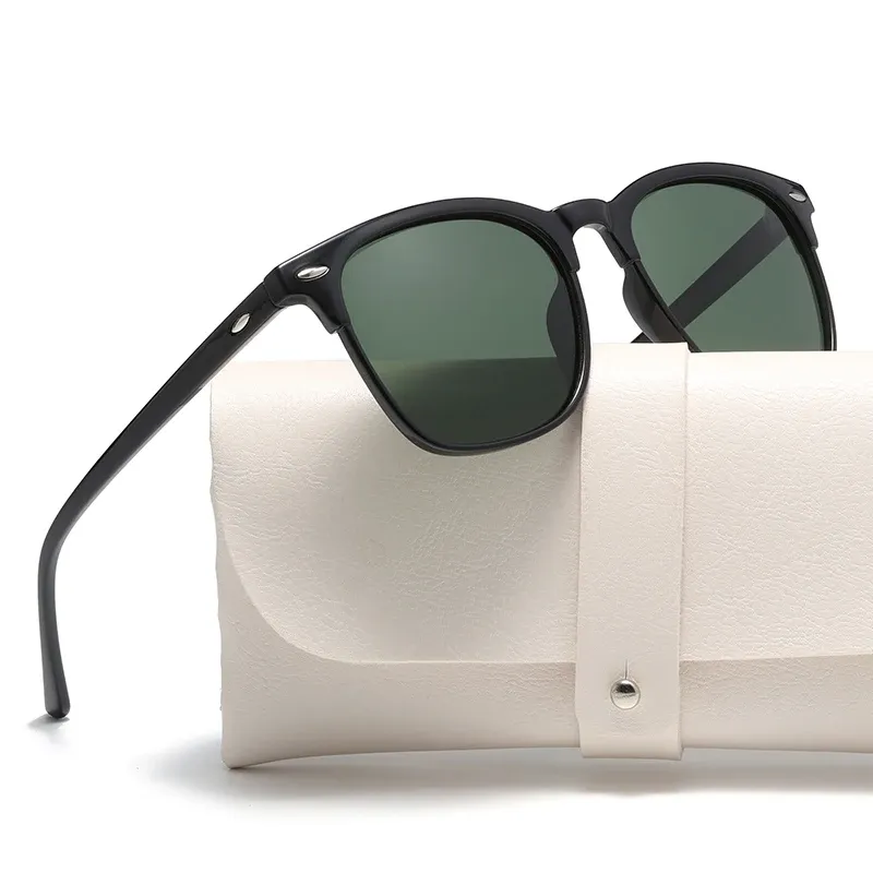 Lunettes de soleil carrées polarisées à monture pleine en plastique noir, pour femmes et hommes, protection UV400 9