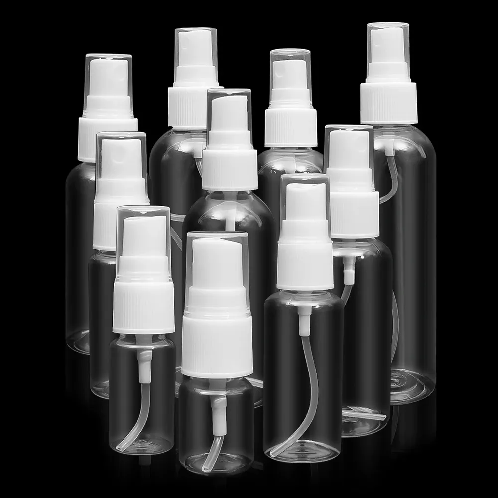 Flacon pulvérisateur transparent, finition soignée