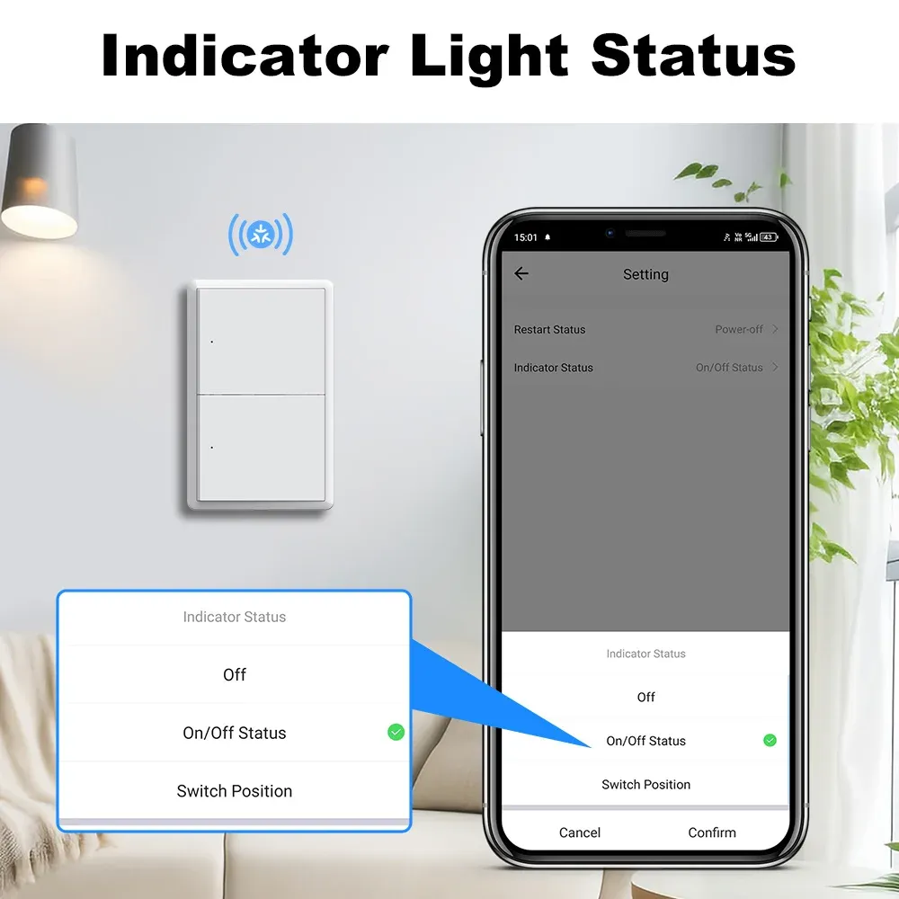Interrupteur mural connecté Wi-Fi Manhot compatible Matter, 1 à 4 gangs, compatible HomeKit 3