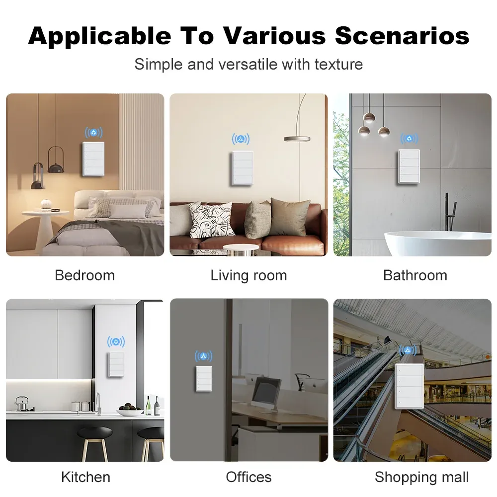 Interrupteur mural connecté Wi-Fi Manhot compatible Matter, 1 à 4 gangs, compatible HomeKit 6