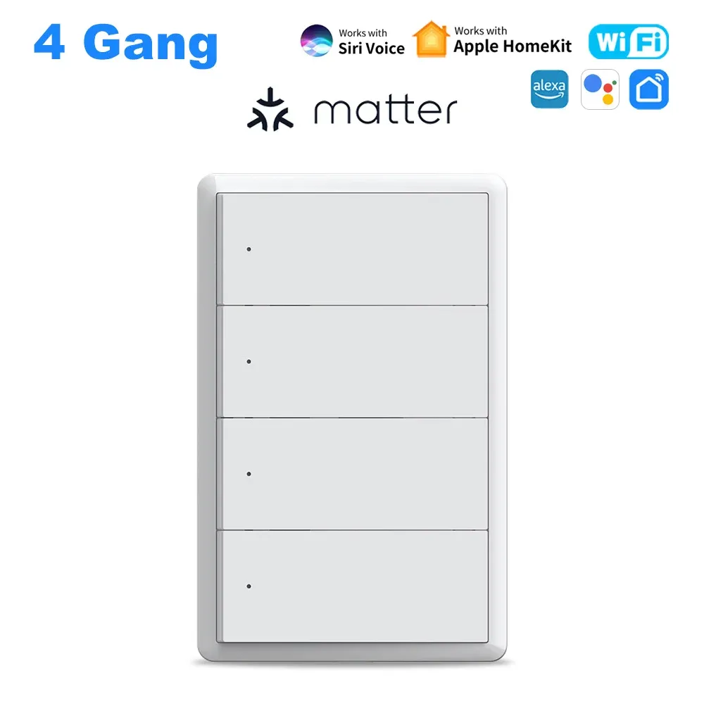 Interrupteur mural connecté Wi-Fi Manhot compatible Matter, 1 à 4 gangs, compatible HomeKit 10