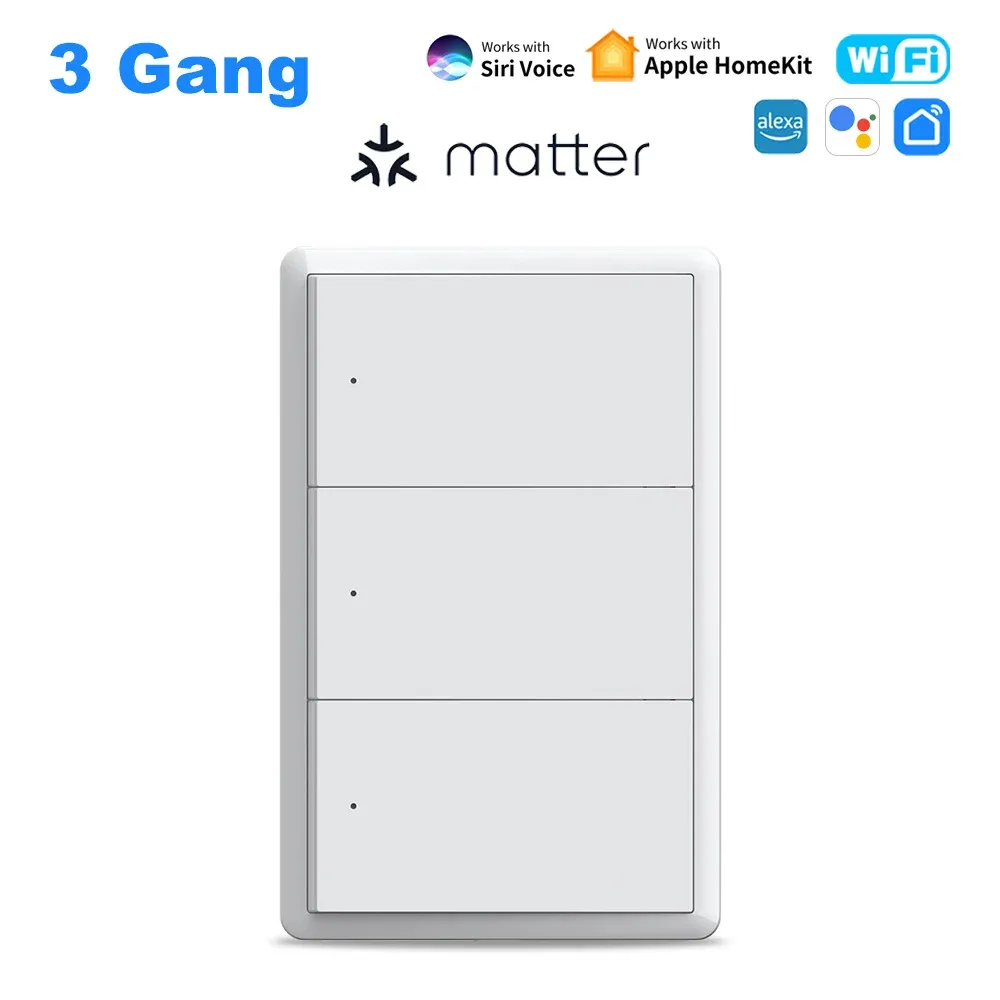 Interrupteur mural connecté Wi-Fi Manhot compatible Matter, 1 à 4 gangs, compatible HomeKit 9
