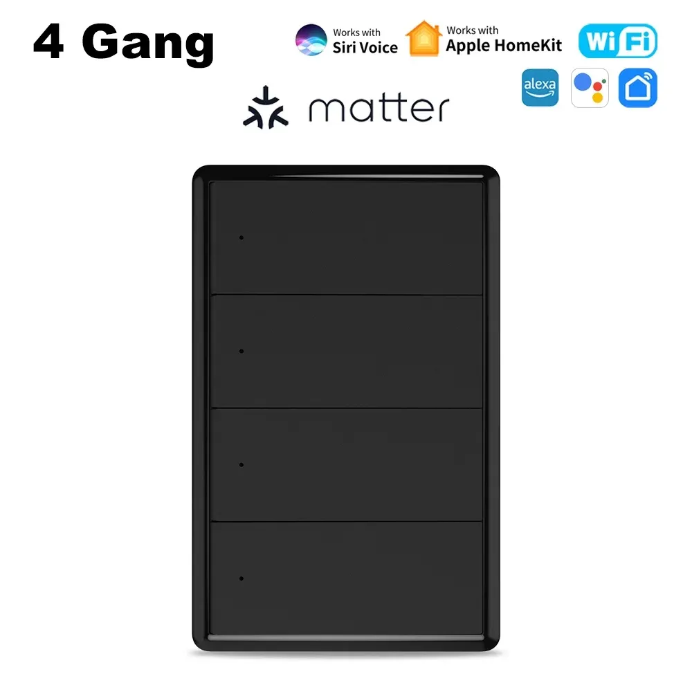 Interrupteur mural connecté Wi-Fi Manhot compatible Matter, 1 à 4 gangs, compatible HomeKit 12