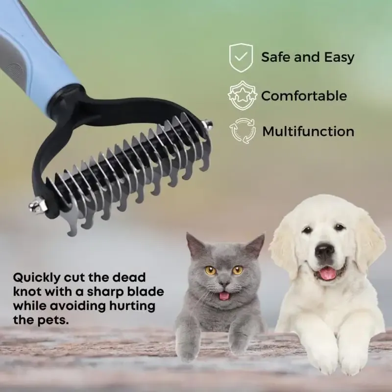 Outil de toilettage pour chiens et chats, mise en situation