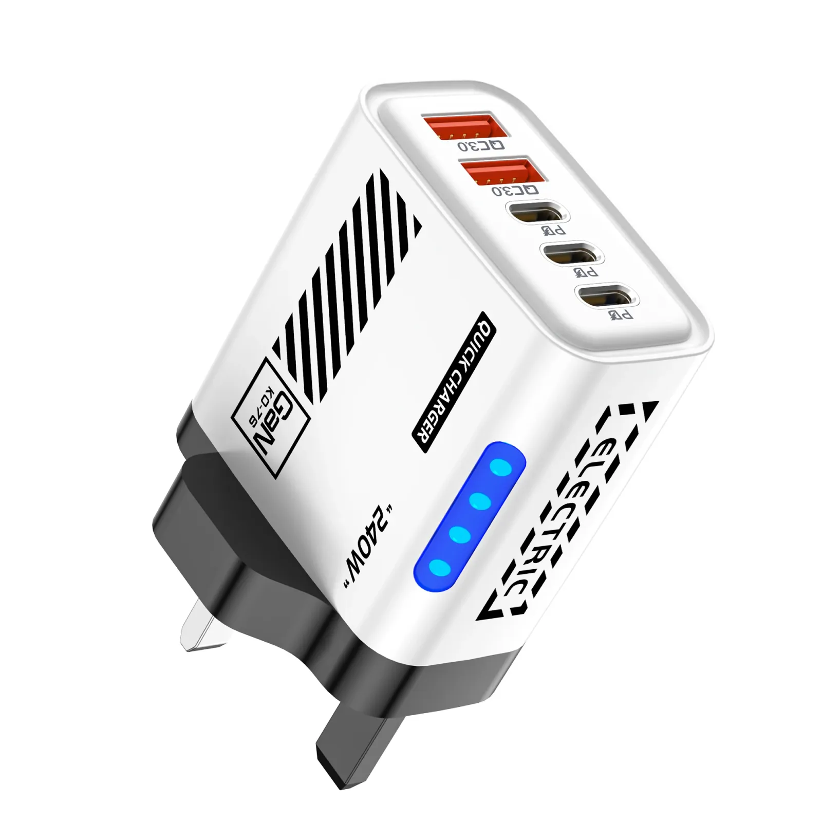 Chargeur USB-C GaN multiport, vue détaillée
