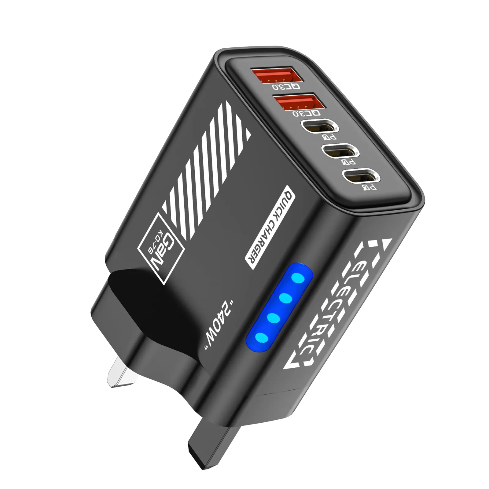 Chargeur USB-C GaN multiport, vue détaillée