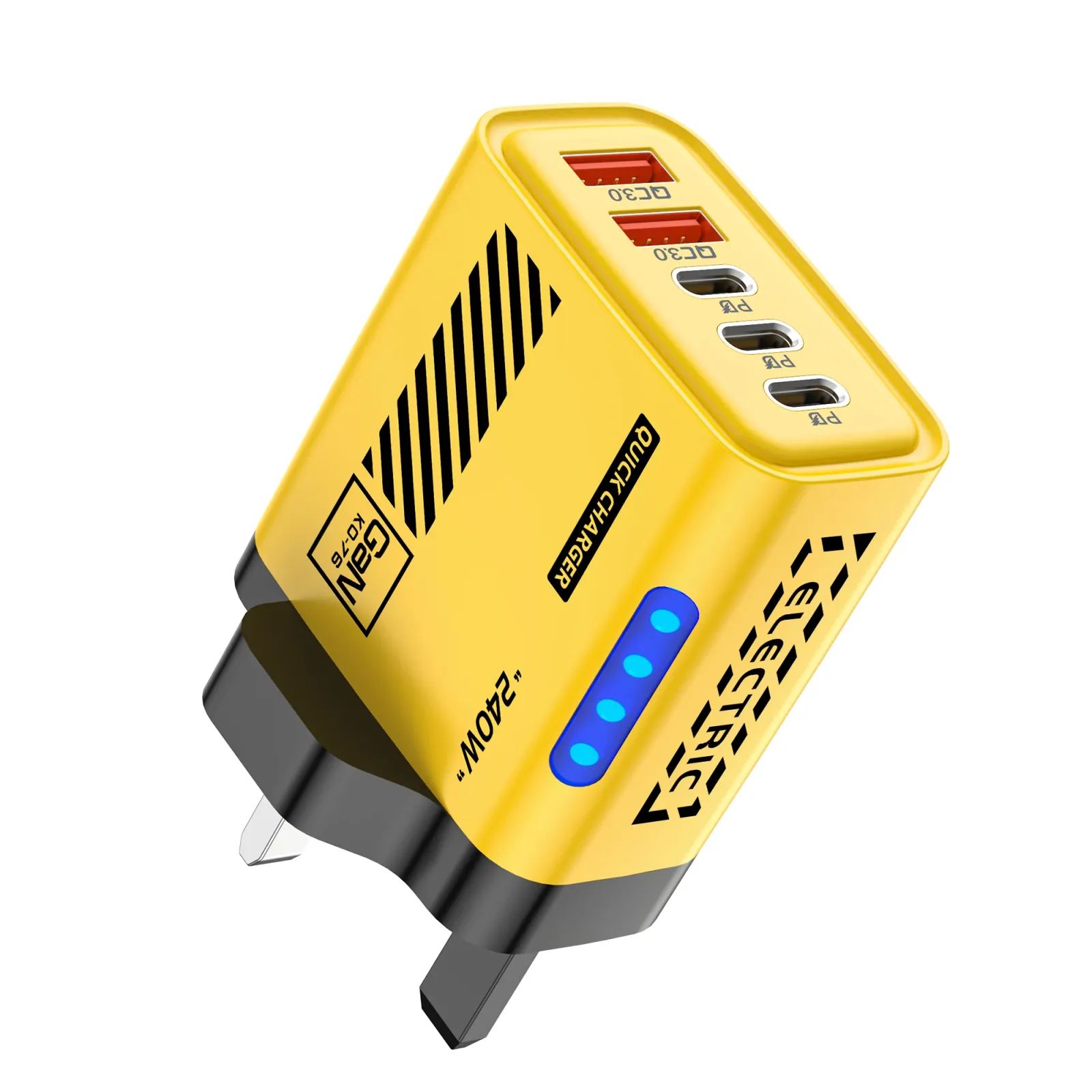 Chargeur USB-C GaN multiport, vue détaillée
