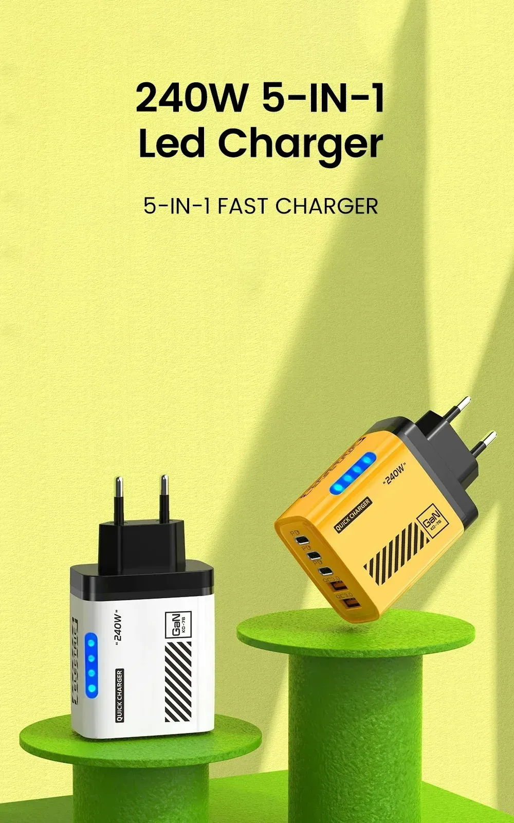 Chargeur USB-C GaN multiport, vue détaillée