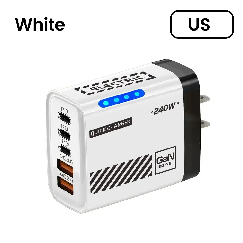Chargeur USB-C GaN 240 W 5 en 1 Power Delivery 3.0 – Prises EU, US et UK 14