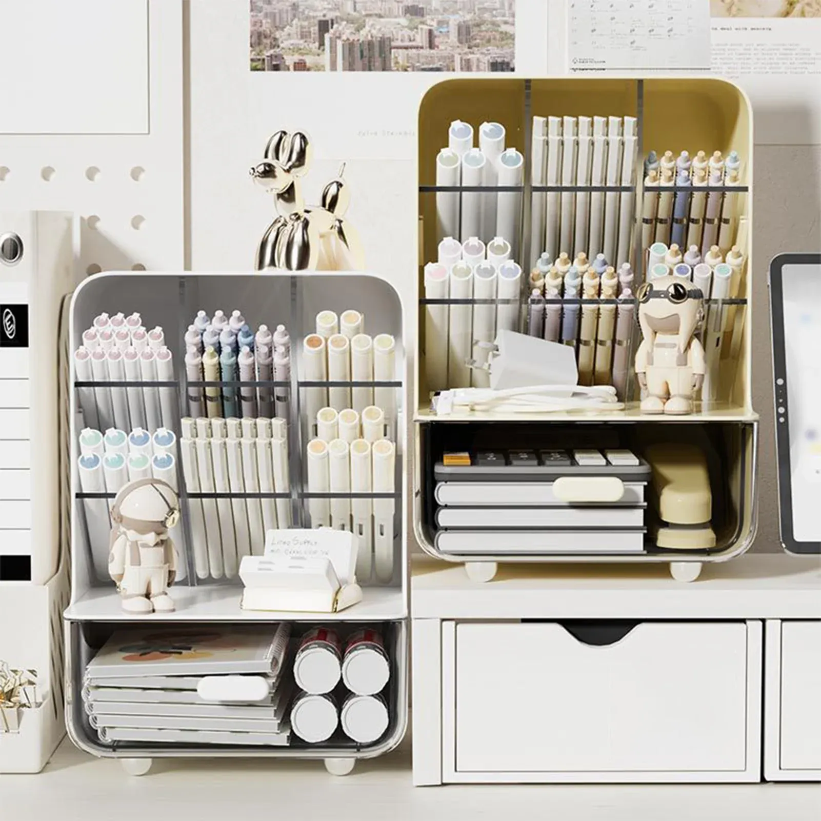 Organisateur de bureau transparent à plusieurs niveaux avec porte-stylos 3