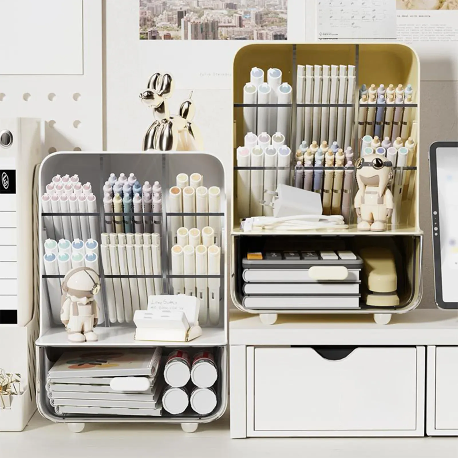 Organisateur de bureau transparent, en situation