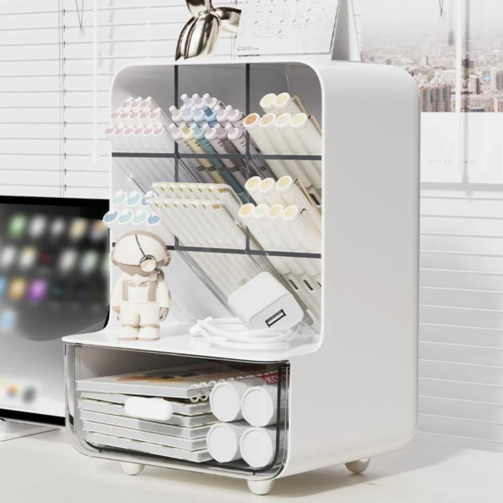 Organisateur de bureau transparent, rangement