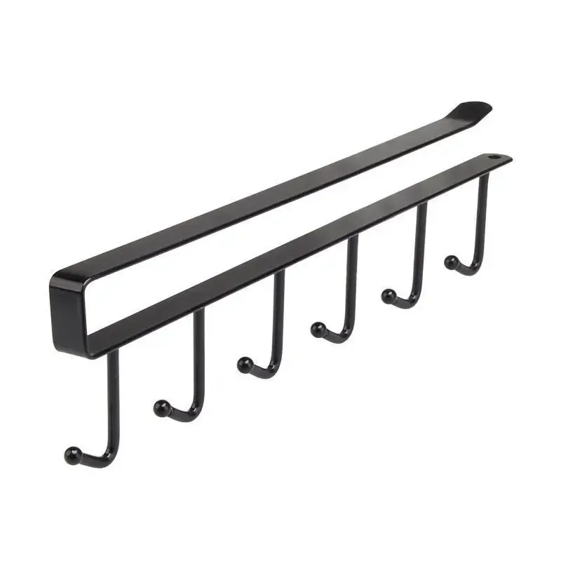 Crochet de suspension pour étagère inférieure d'armoire de cuisine, sans perçage, support en tissu avec 6 crochets, porte-spatule 10