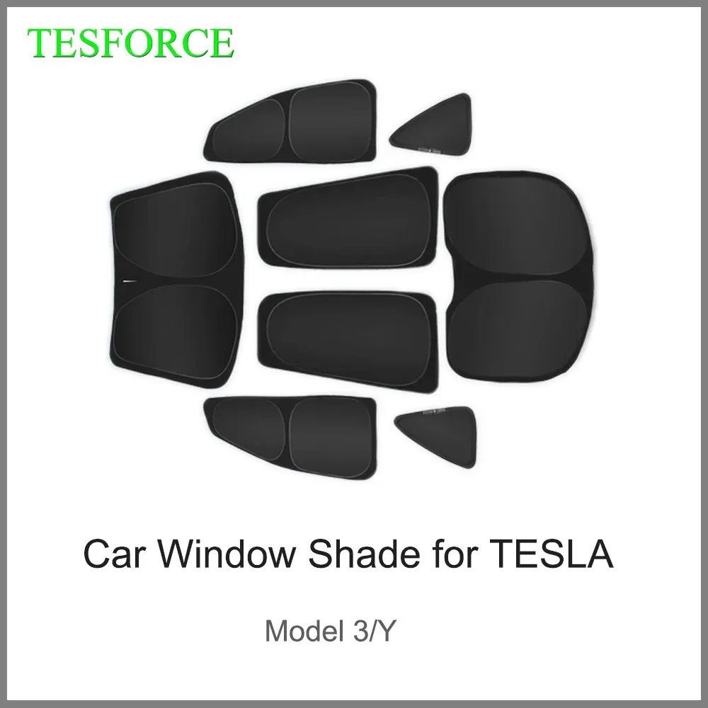 Pare-soleil de voiture pour Tesla Model 3 et Y (2017-2023) – Protection pour pare-brise avant et vitres latérales, store de confidentialité pour enfants