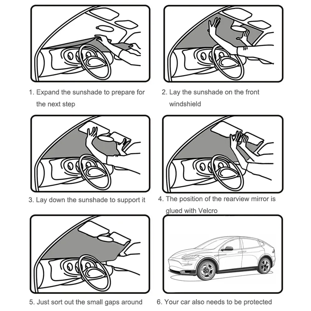 Pare-soleil de voiture pour Tesla Model 3 et Y (2017-2023) – Protection pour pare-brise avant et vitres latérales, store de confidentialité pour enfants 6