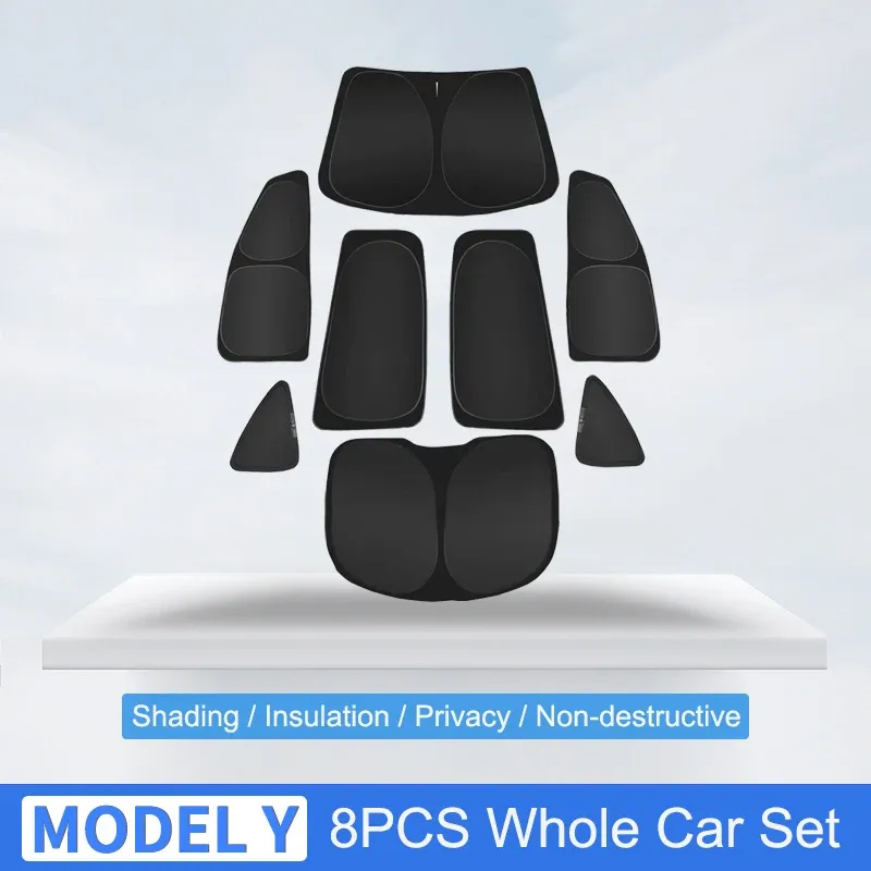 Pare-soleil de voiture pour Tesla Model 3 et Y (2017-2023) – Protection pour pare-brise avant et vitres latérales, store de confidentialité pour enfants 19