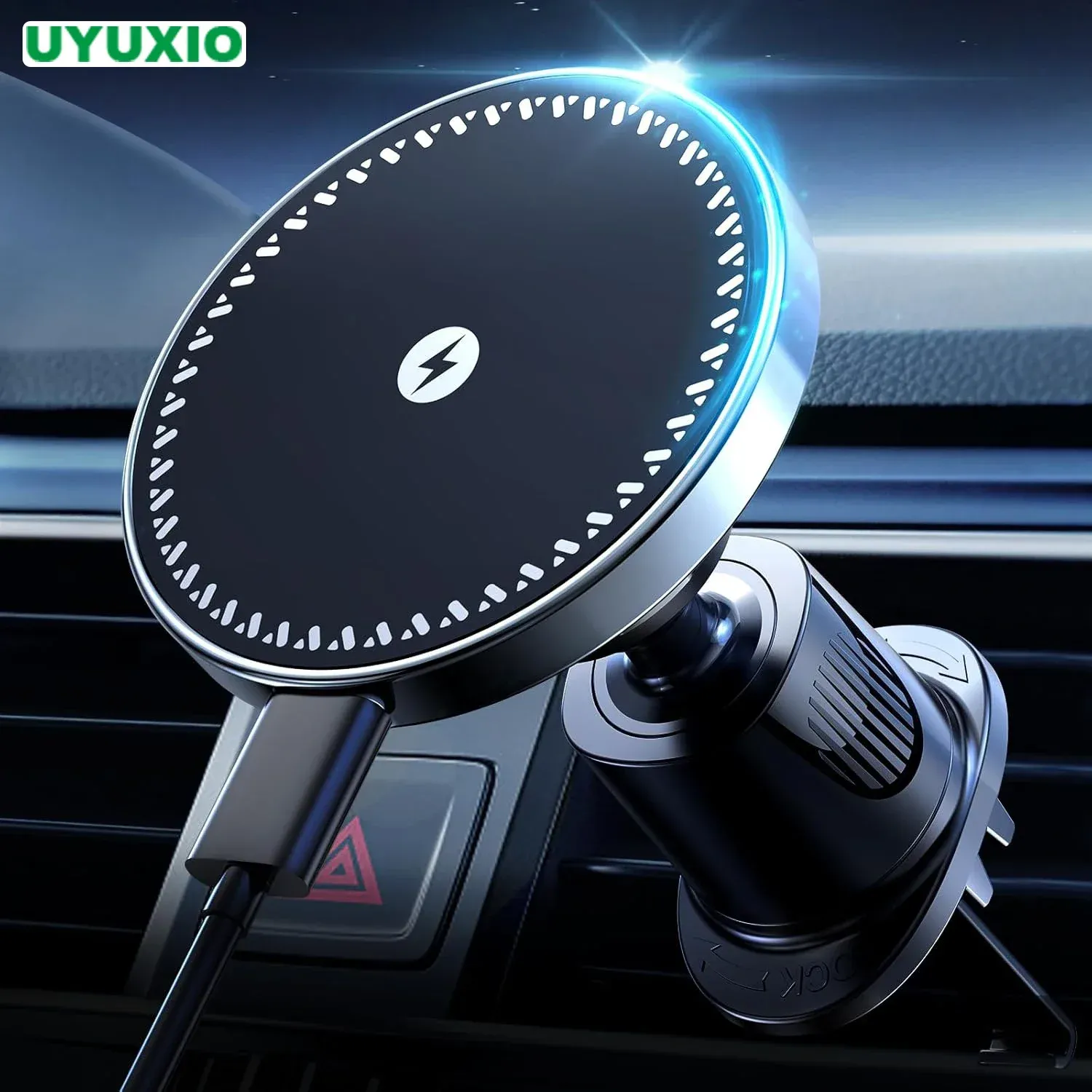 Chargeur magnétique sans fil pour voiture avec support de téléphone pour iPhone 16, 15, 14, 13, 12 Pro Max et Plus, 15 W