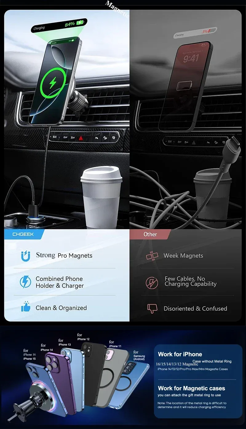 Support magnétique UYUXIO pour iPhone en voiture