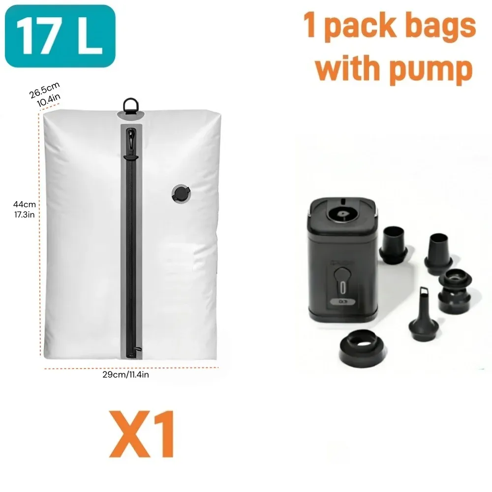 Sacs de rangement sous vide de voyage avec pompe à air, sacs de compression réutilisables pour bagages, gain d'espace de 60 % (blanc) 7