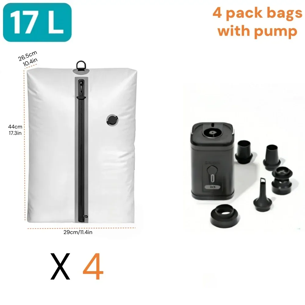 Sacs de rangement sous vide de voyage avec pompe à air, sacs de compression réutilisables pour bagages, gain d'espace de 60 % (blanc) 10