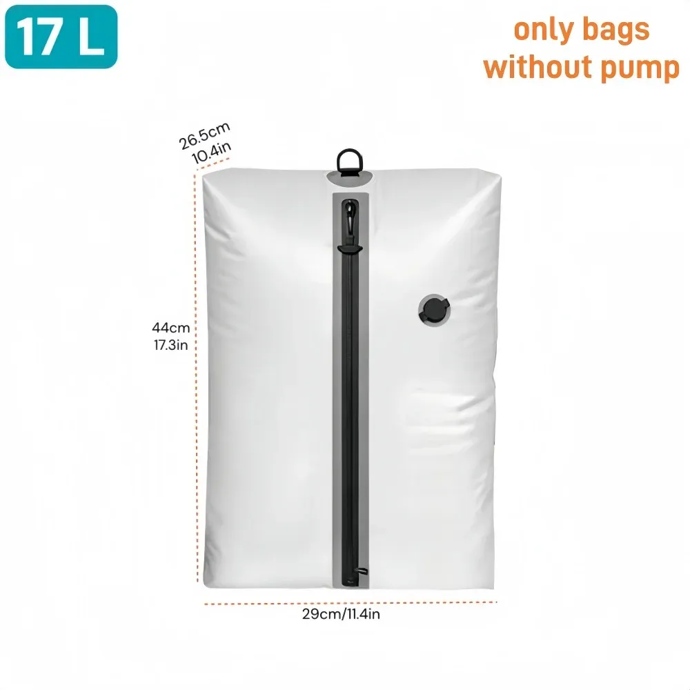 Sacs de rangement sous vide de voyage avec pompe à air, sacs de compression réutilisables pour bagages, gain d'espace de 60 % (blanc) 9