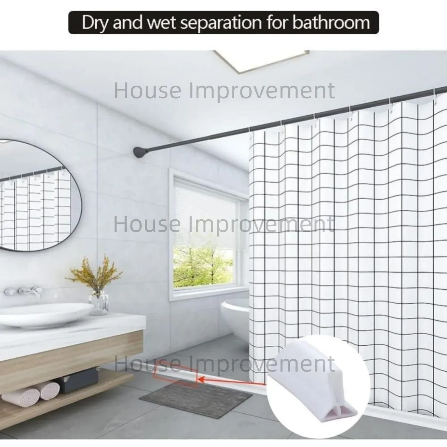 Barrière de douche pliable en silicone autocollant, anti-éclaboussures, seuil souple 2