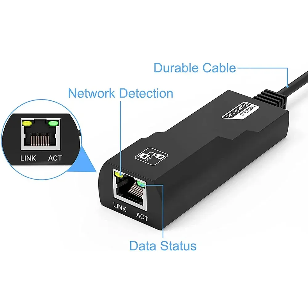 Adaptateur réseau Ethernet USB 3.0 vers RJ45 Gigabit 10/100/1000 Mbps, compatible USB-C 6