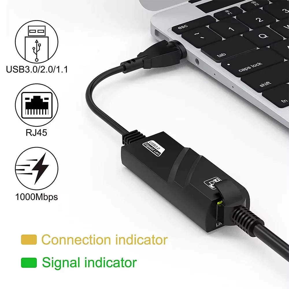 Adaptateur Ethernet USB 3.0 dans son environnement